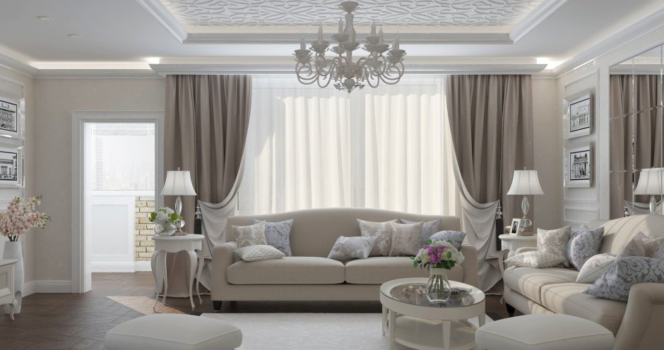 Гостиная Неоклассика 35м2