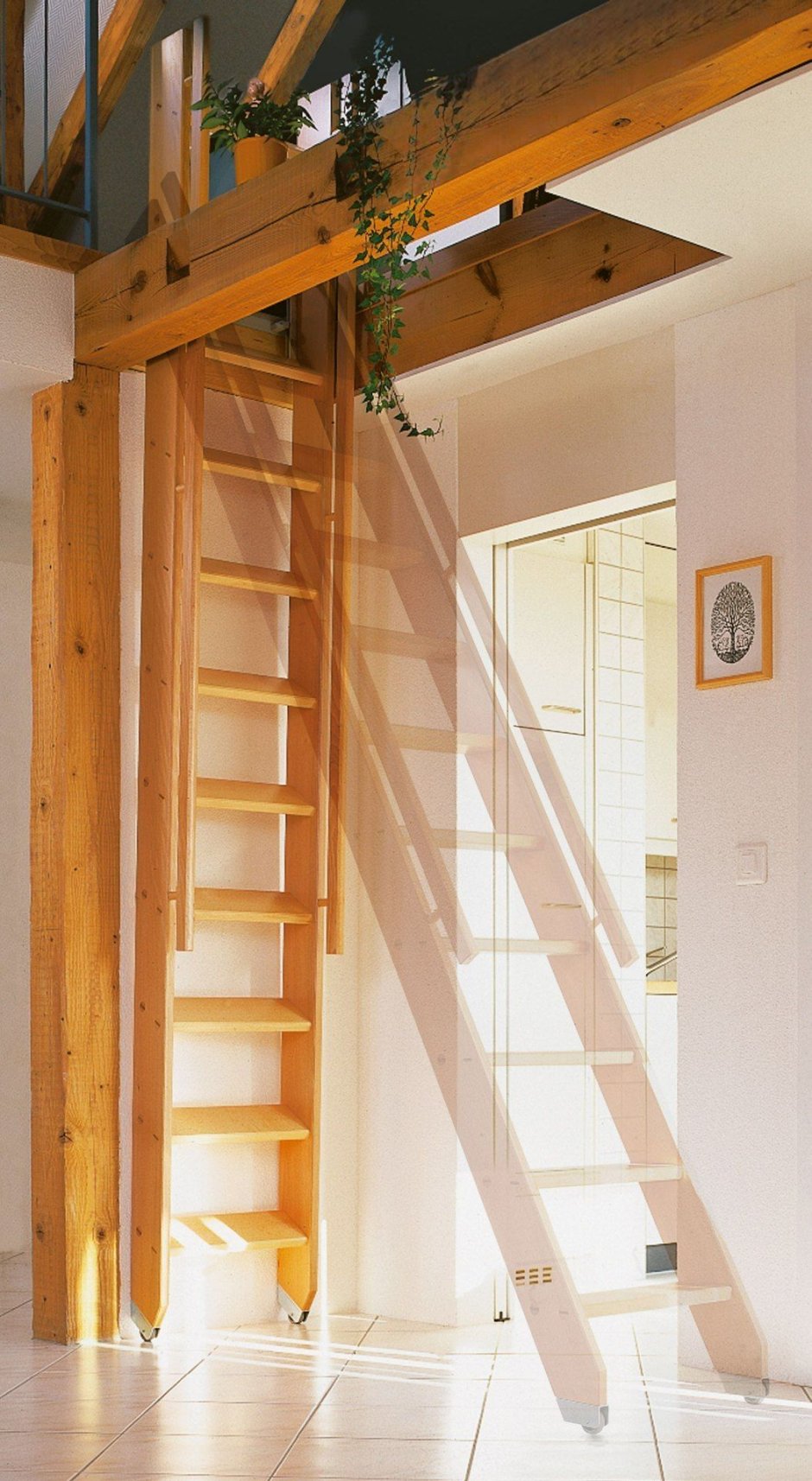 Откатная лестница для антресольного этажа