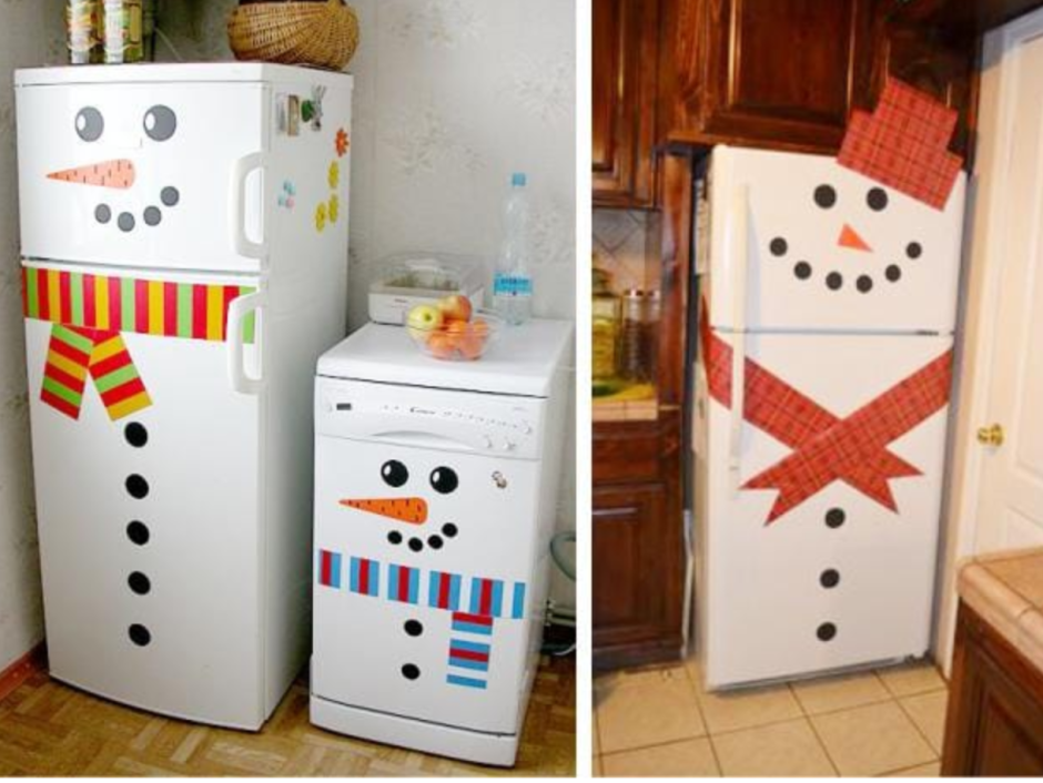 Украшение холодильника к новому году