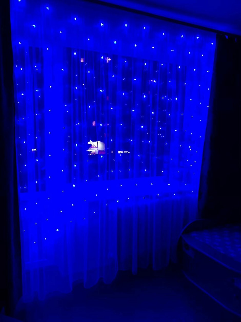Гирлянда штора 192 ламп 3*2,5м, синяя