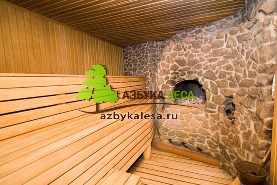 Отделка бани камнем внутри