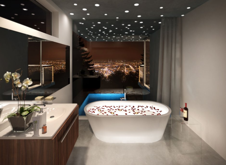 Шикарная ванная комната с джакузи