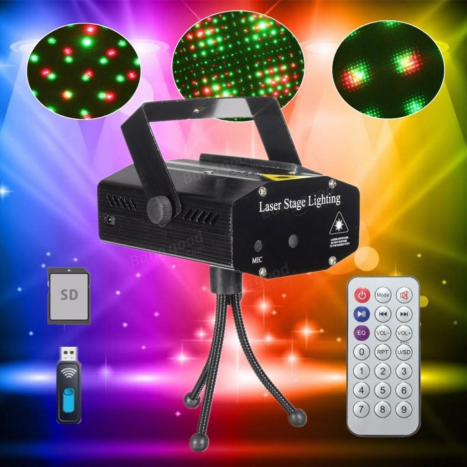 Лазерный проектор Mini Laser Stage Light 12в09
