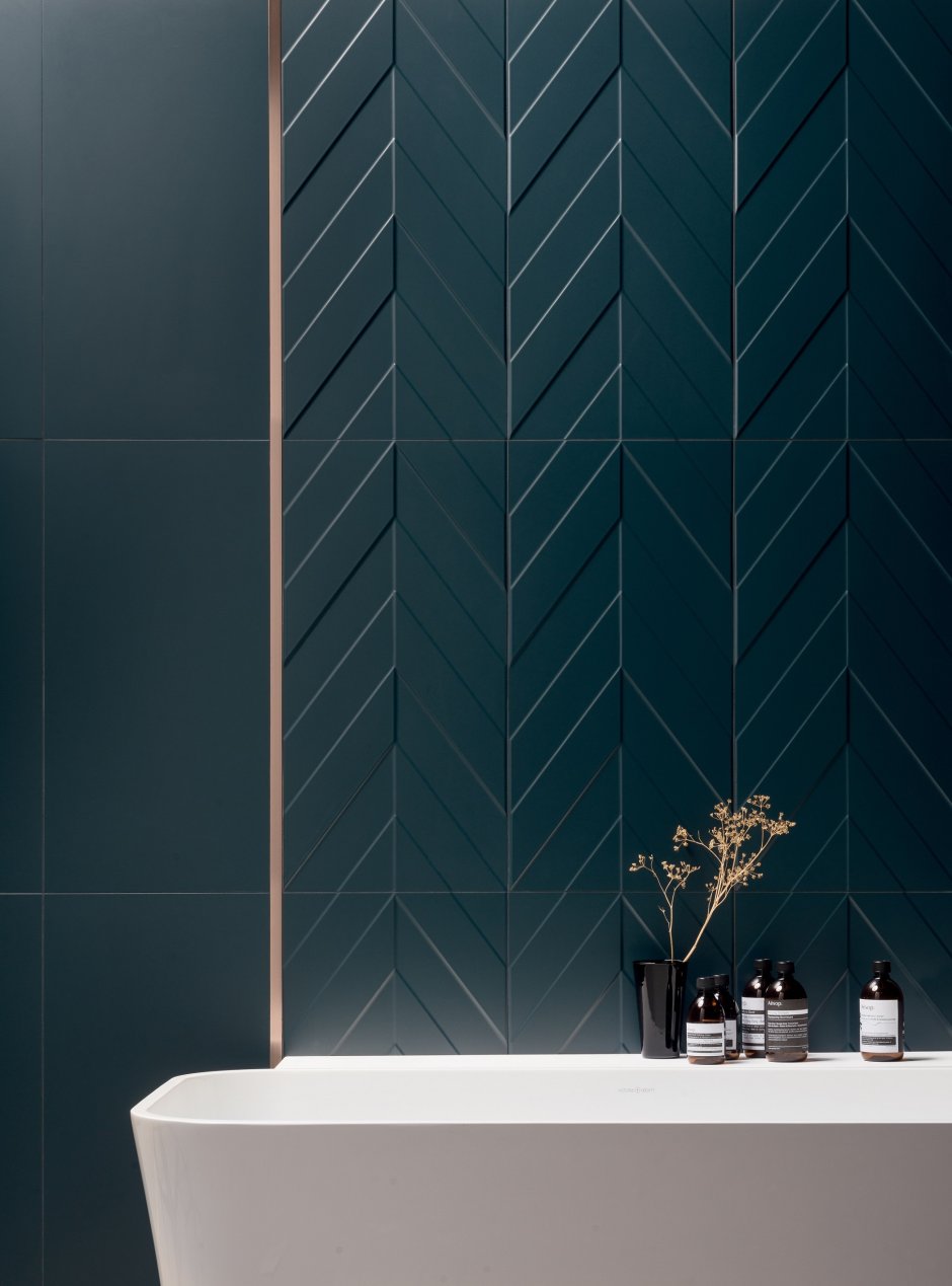 Плитка 4d Chevron Deep Blue Matt rett 40х80