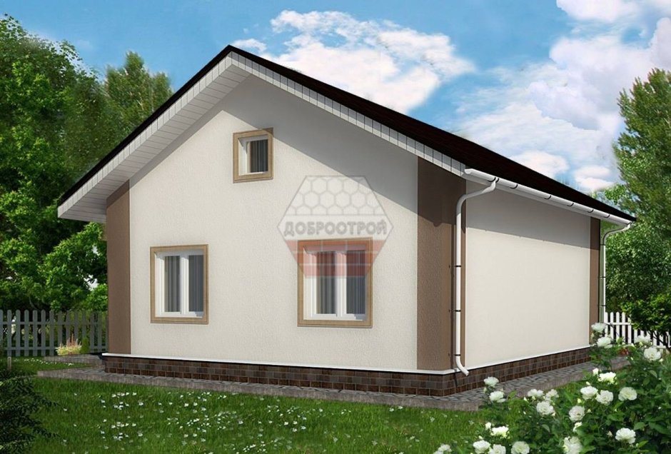 Фасад с двускатной крышей