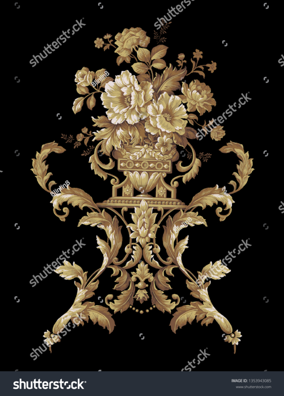 Орнамент рококо Рокайль в цвете