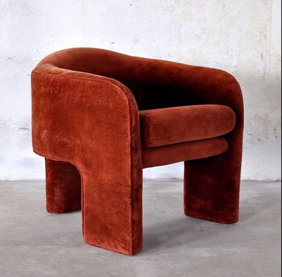Milo Baughman Armchair in Orange Velvet