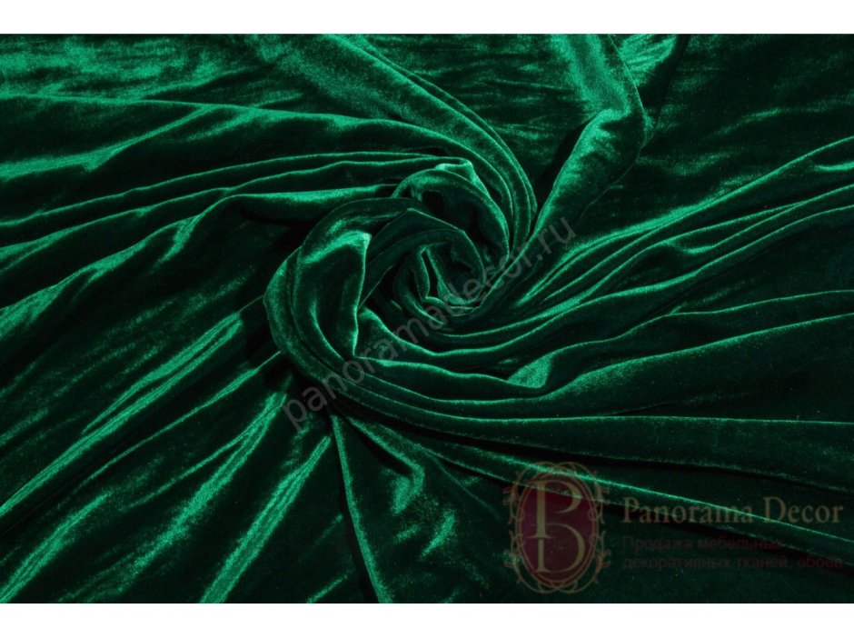 Ткань на шторы зеленая бархатная