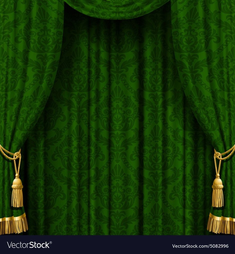 Зеленые театральные шторы