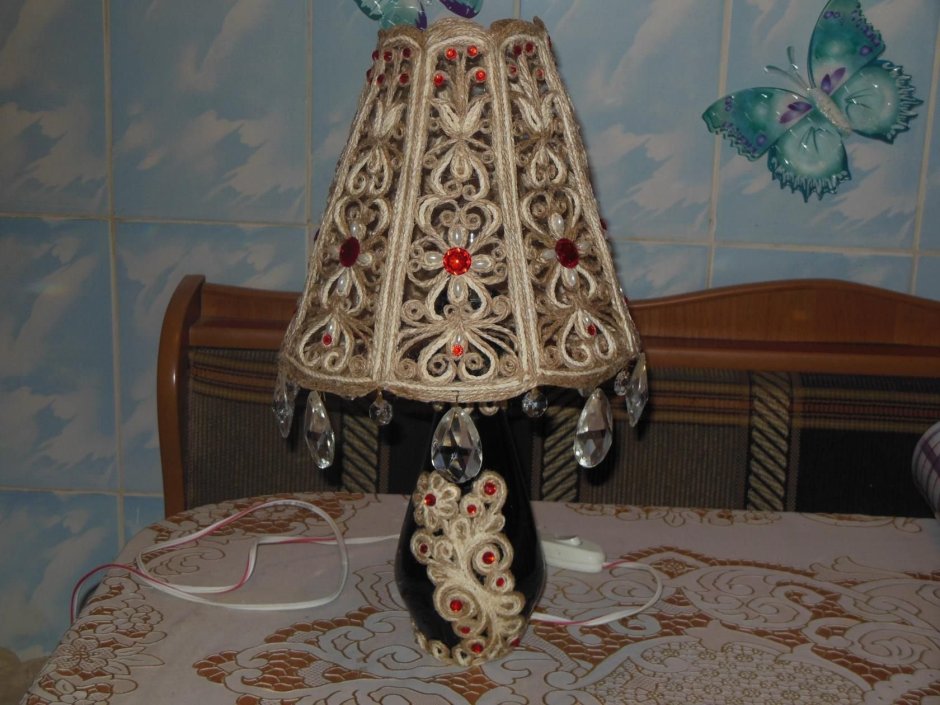 Джутовая филигрань абажур