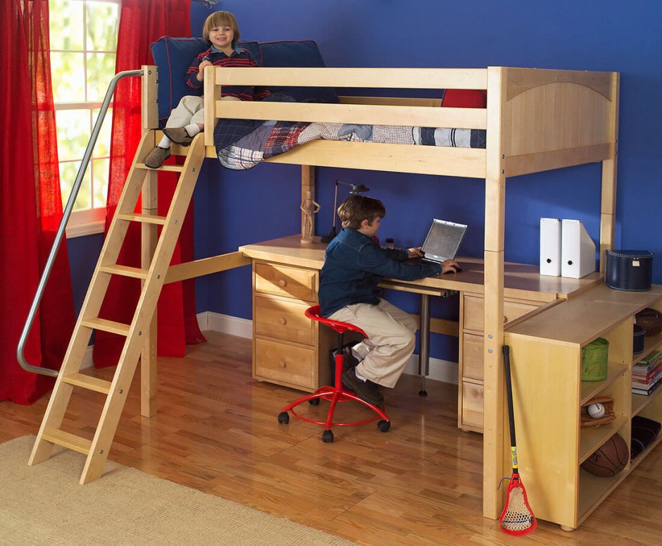 Детская двухэтажная кровать со столом