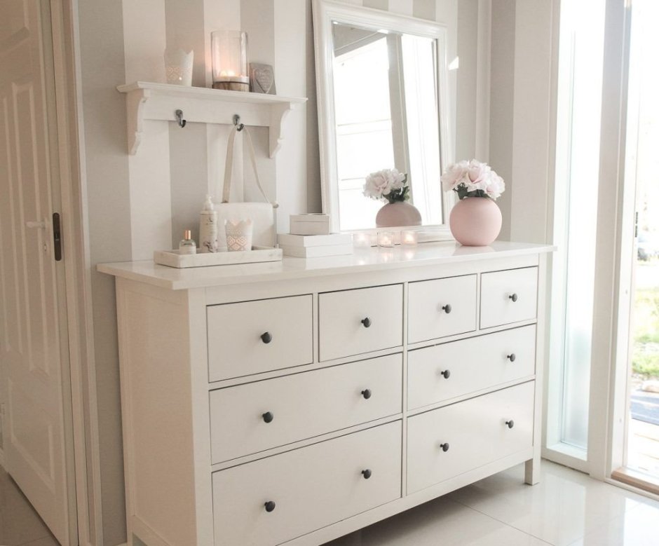 Hemnes ХЕМНЭС комод с 8 ящиками, белая морилка160x96 см