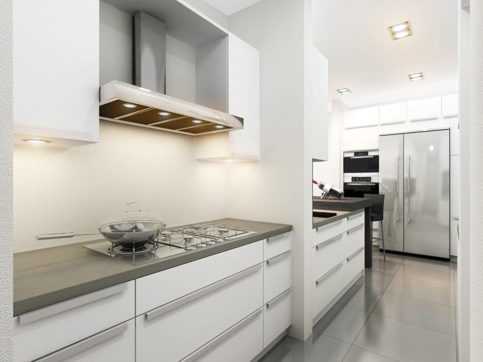 Кухня бело серая the Kitchen is White and Gray