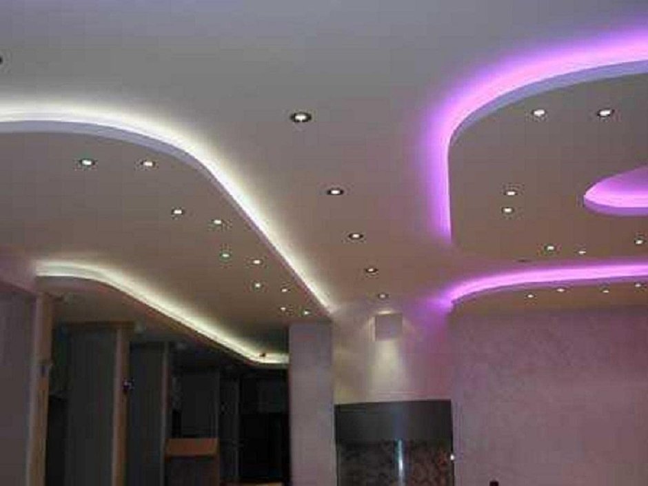 Многоуровневые потолки из гипсокартона с подсветкой