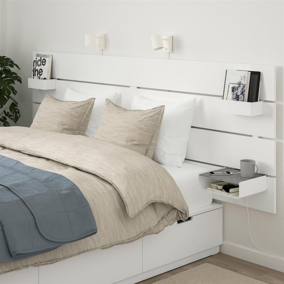 Nordli НОРДЛИ каркас кровати/отд д/хран/изголовье, белый160x200 см