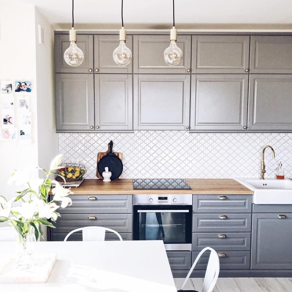 Кухня ikea Bodbyn серая