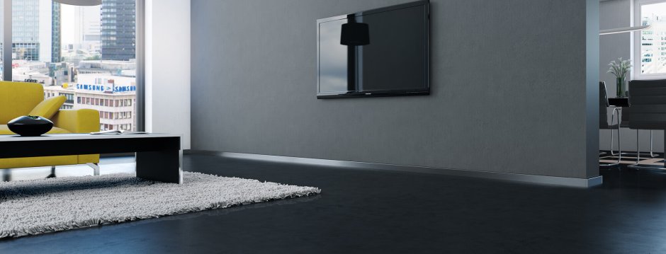 Плинтус напольный металлический в интерьере
