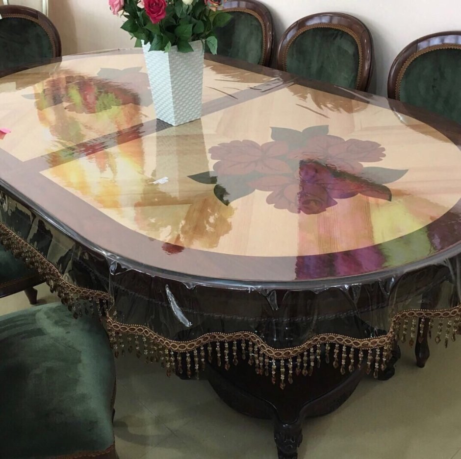 Прозрачная скатерть на овальный стол