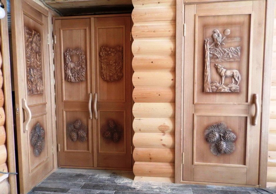 Дверь банная резная