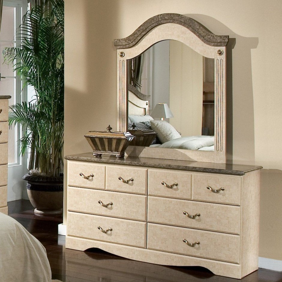 Комод с зеркалом Валенсия Dresser with Mirror c05 темный орех