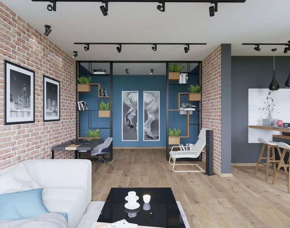 Натяжной потолок в стиле лофт