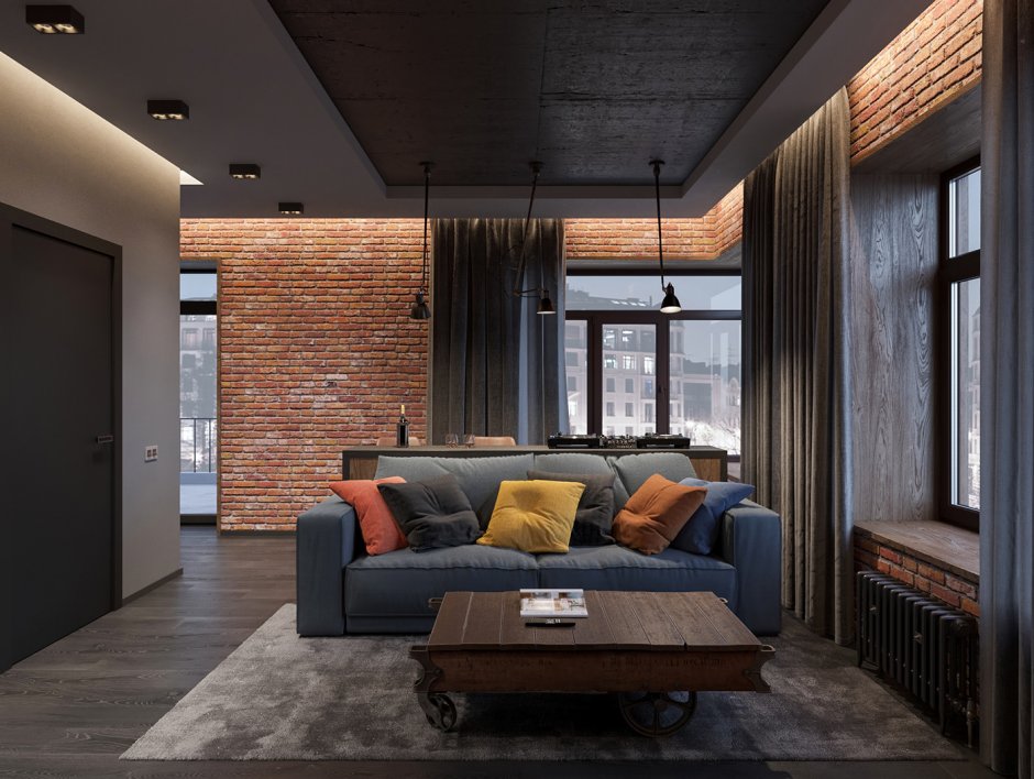 Темный лофт в интерьере