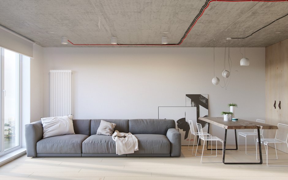 Белый бетонный потолок