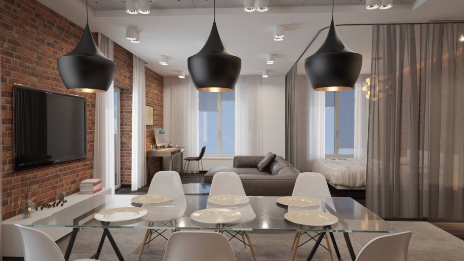 Натяжной потолок в стиле лофт