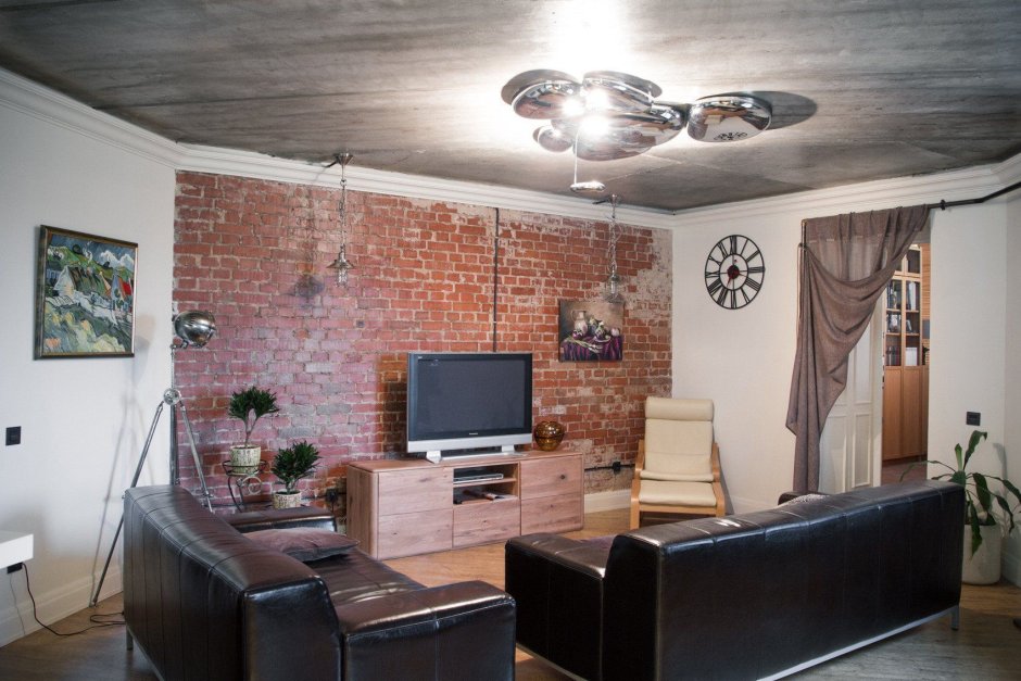 Натяжной потолок в стиле лофт