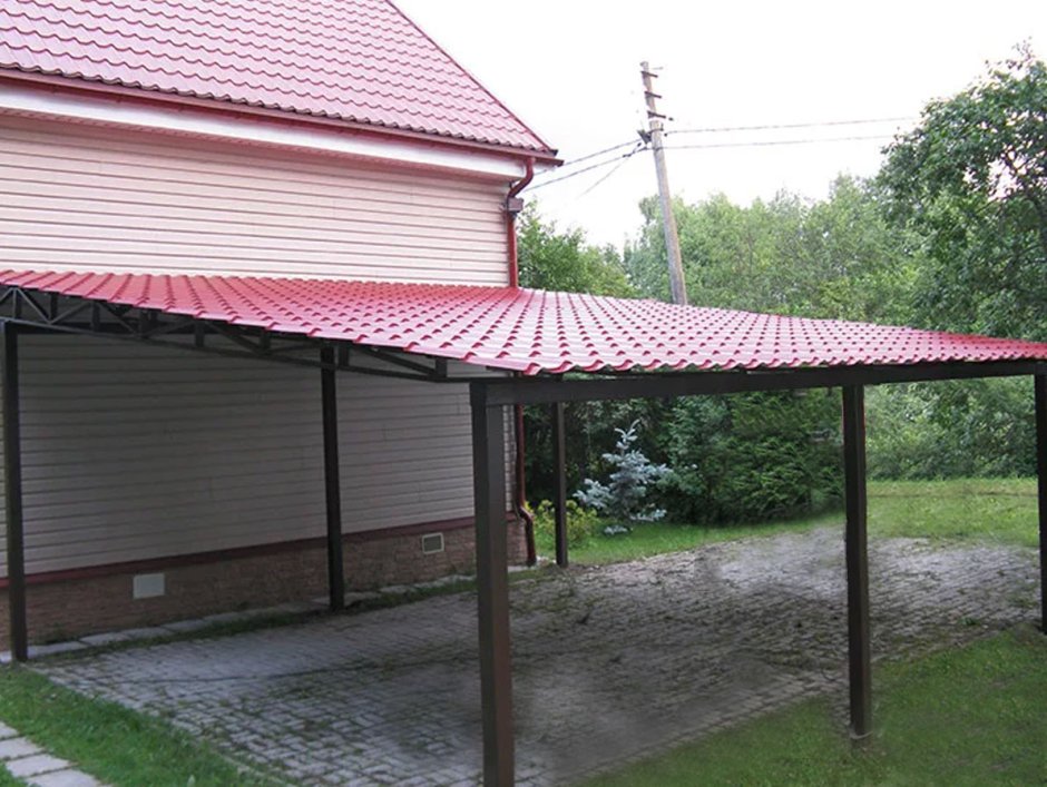 Беседка с шиферной крышей