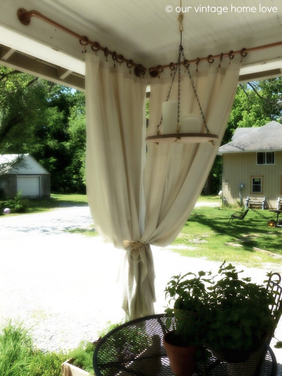 Шторы на завязках в беседку