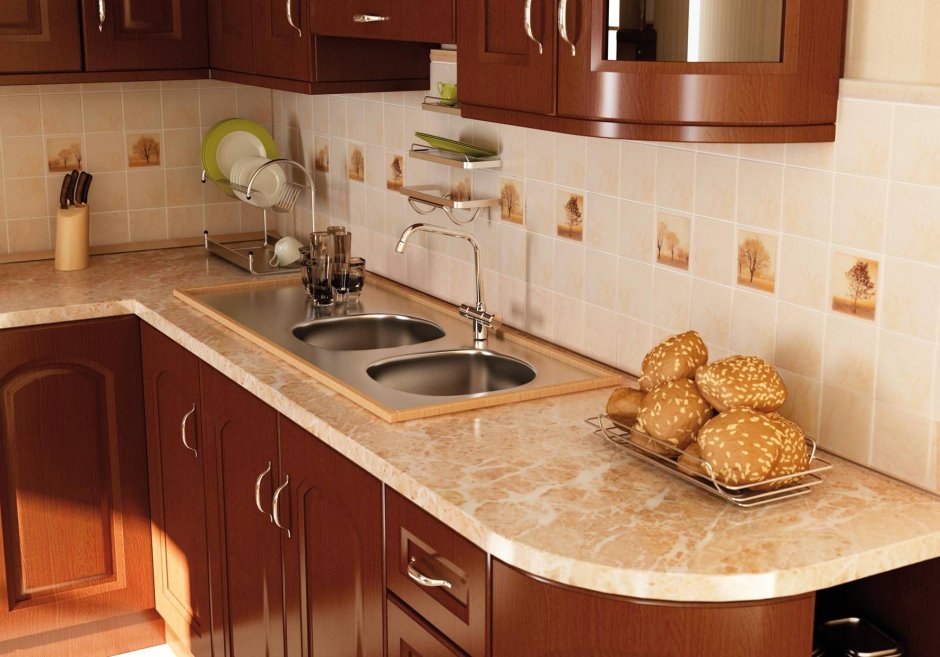 Отделка кухни плиткой