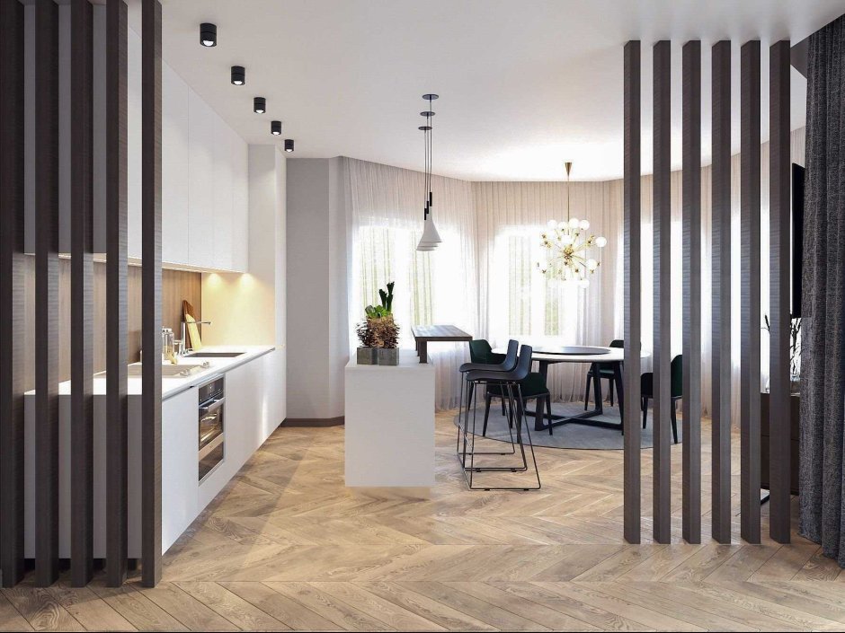 Деревянные перегородки для зонирования