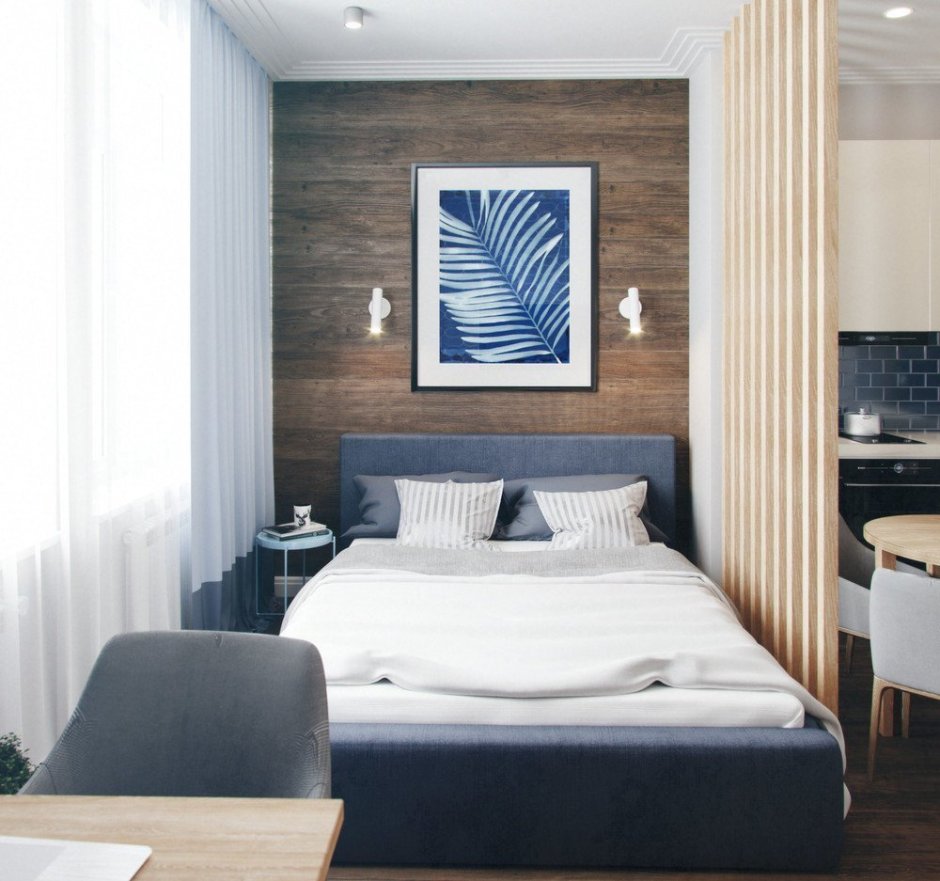 Реечная перегородка в спальне