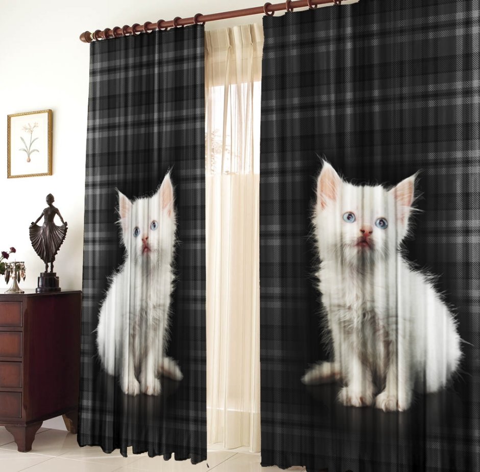 Тюль с котятами