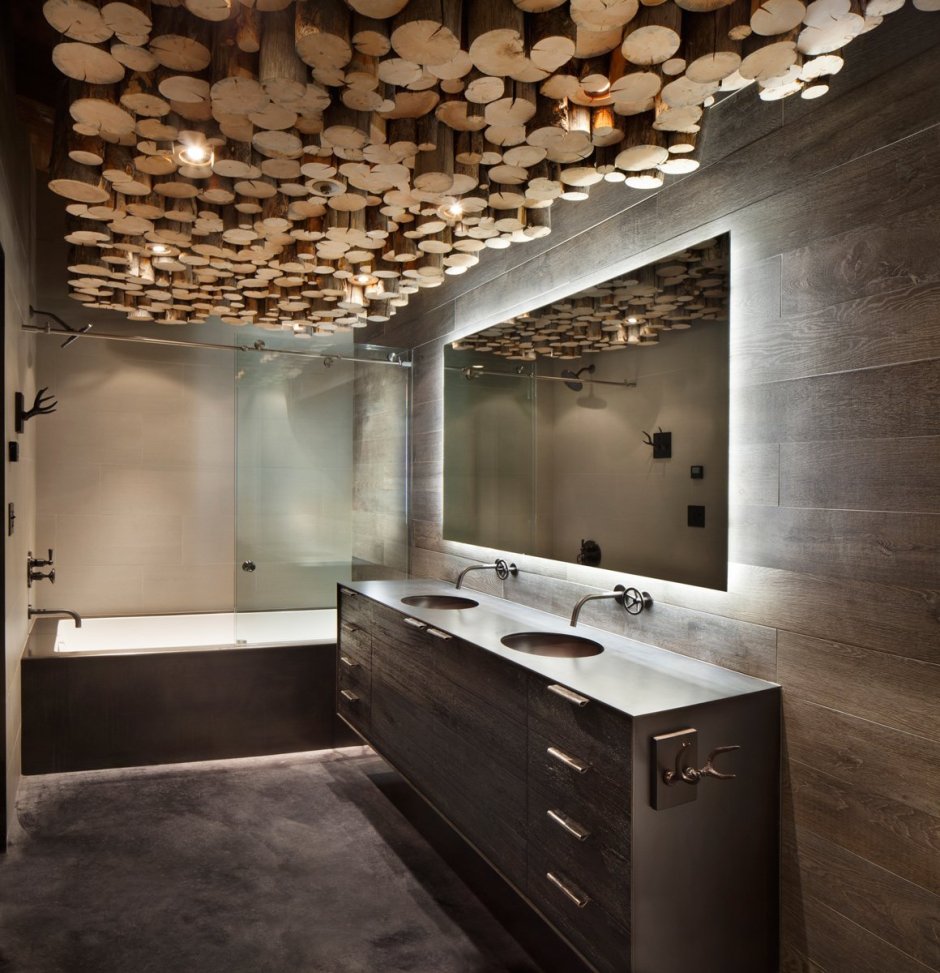 Потолок в ванной в стиле лофт