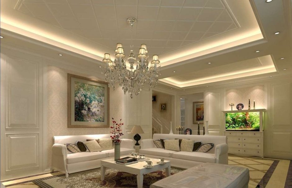 Классические потолки из гипсокартона