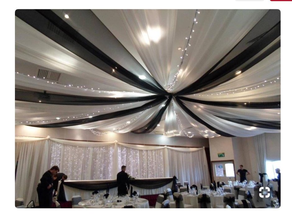 Декорация потолка тканью