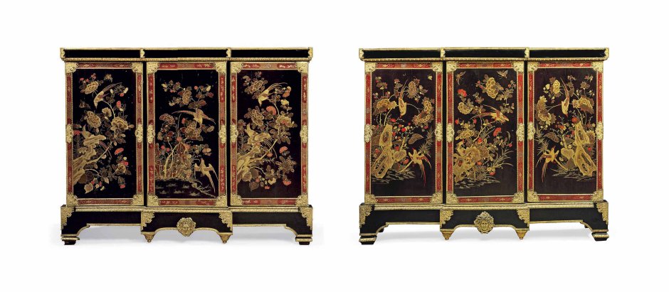A pair of Chinese Export Soapstone-Mounted and Glazed Cabinets-on-Stands