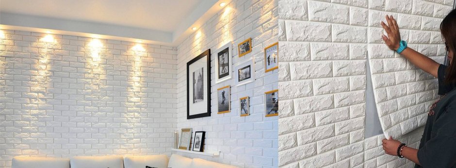 3d cамоклеющиеся панели 700*770*4мм "кирпич Оникс" (Brick Beige-White)