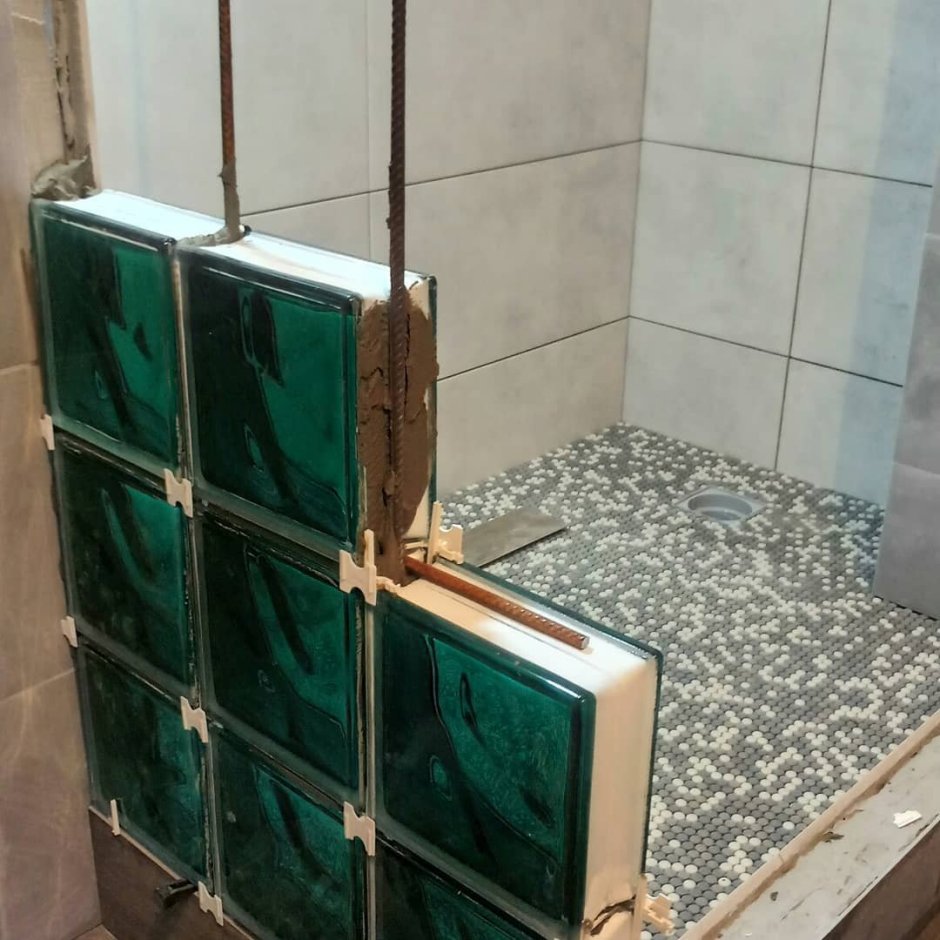 Стеклоблоки в ванной