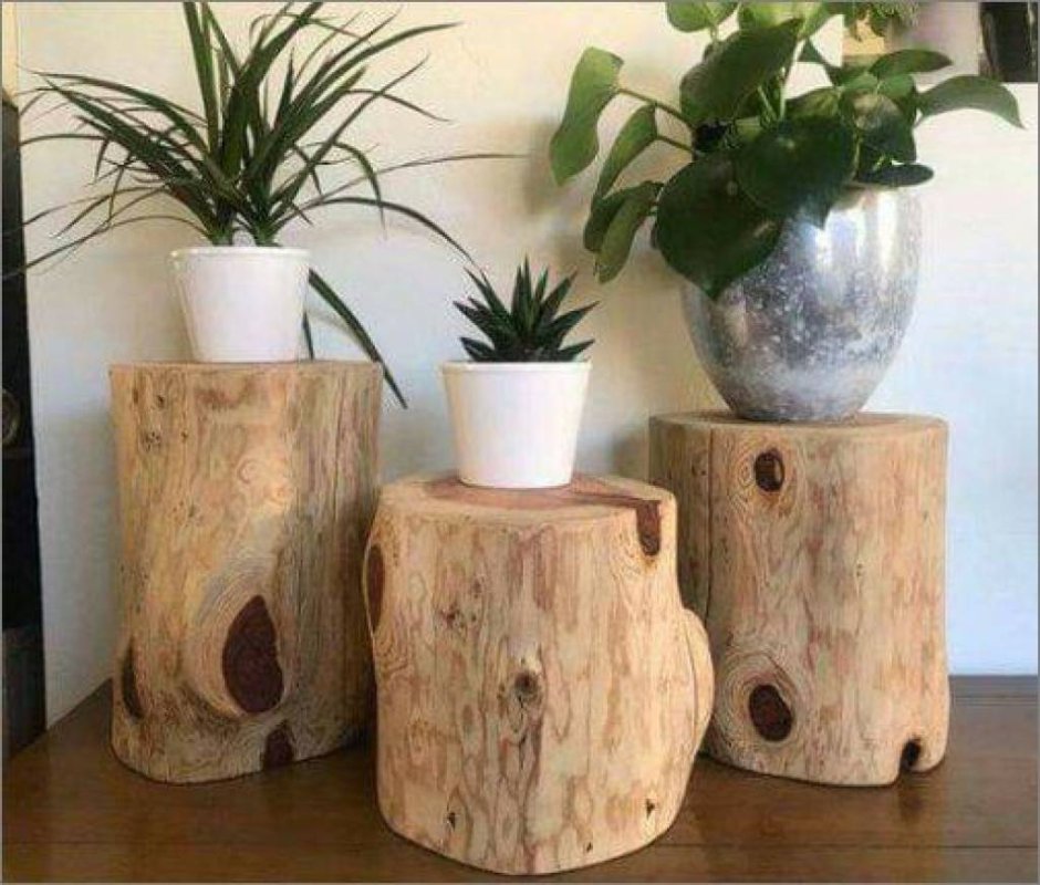 Корзины из деревянных пенечков для декора