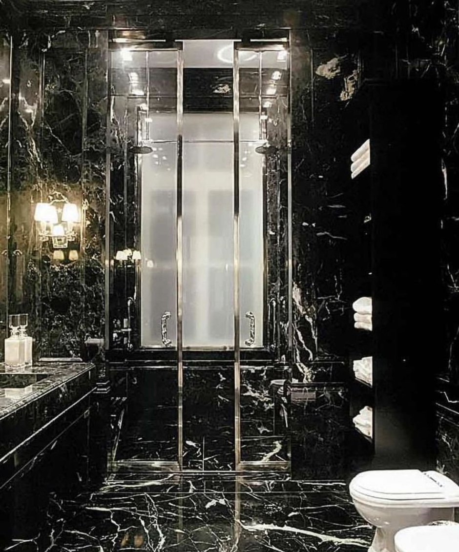 Dark Black Marble Bathroom плитка