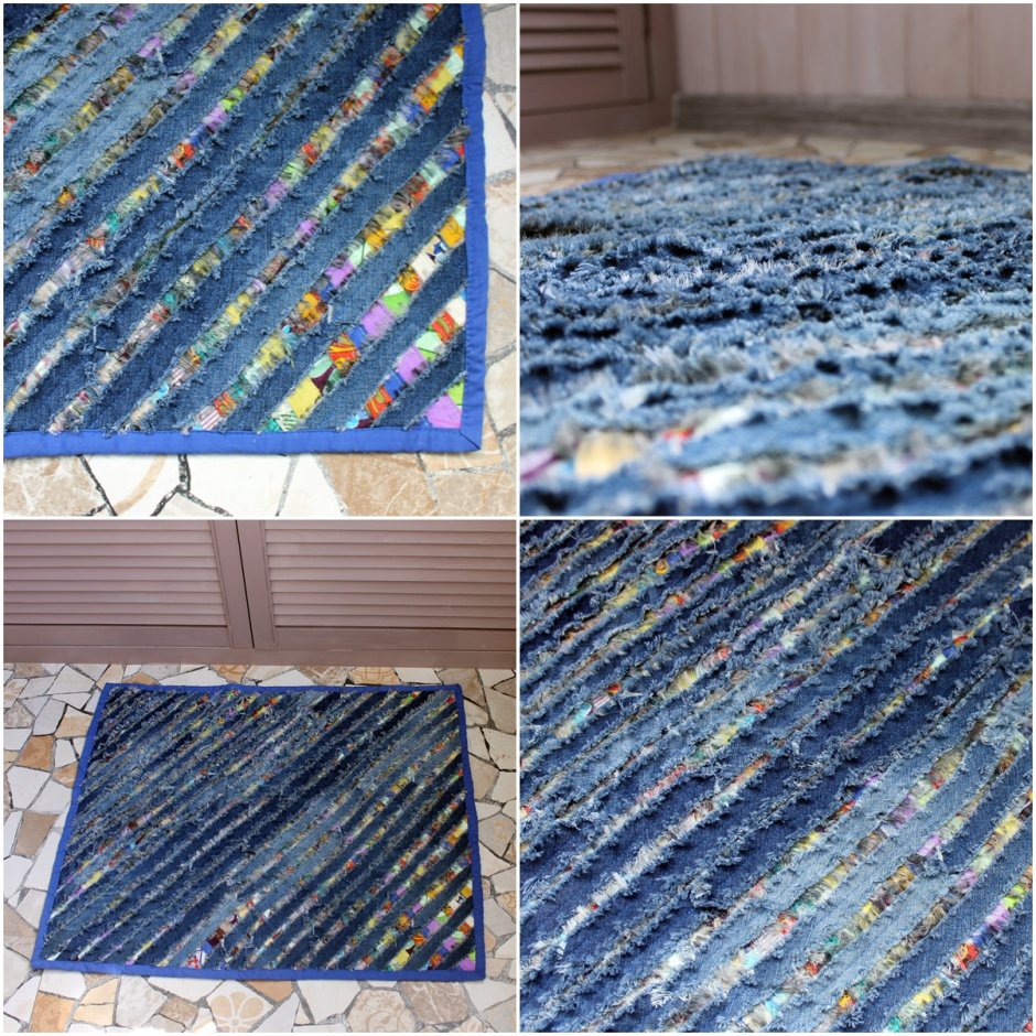 Коврик из джинсовых полосок