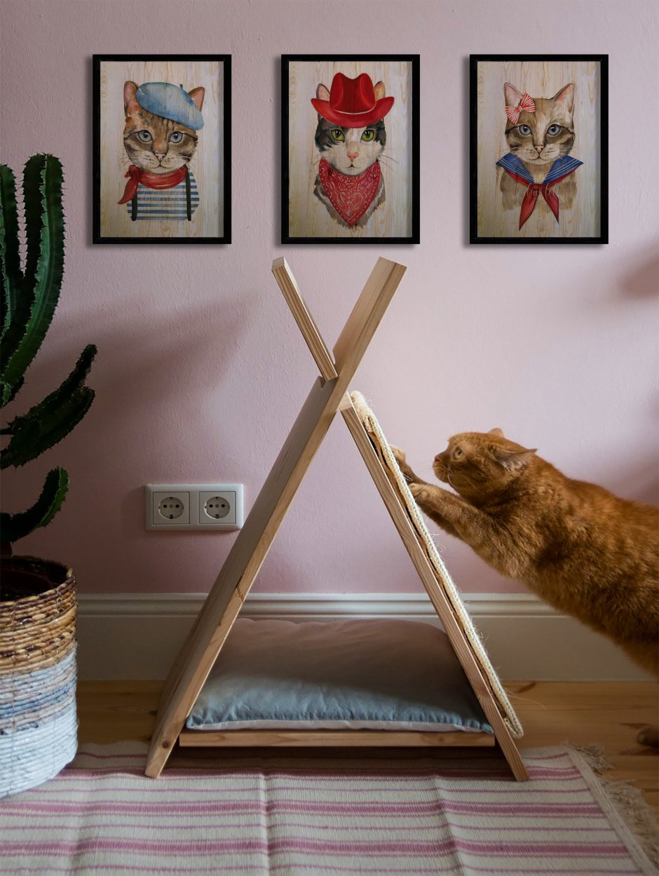 Домик для кошки треугольный