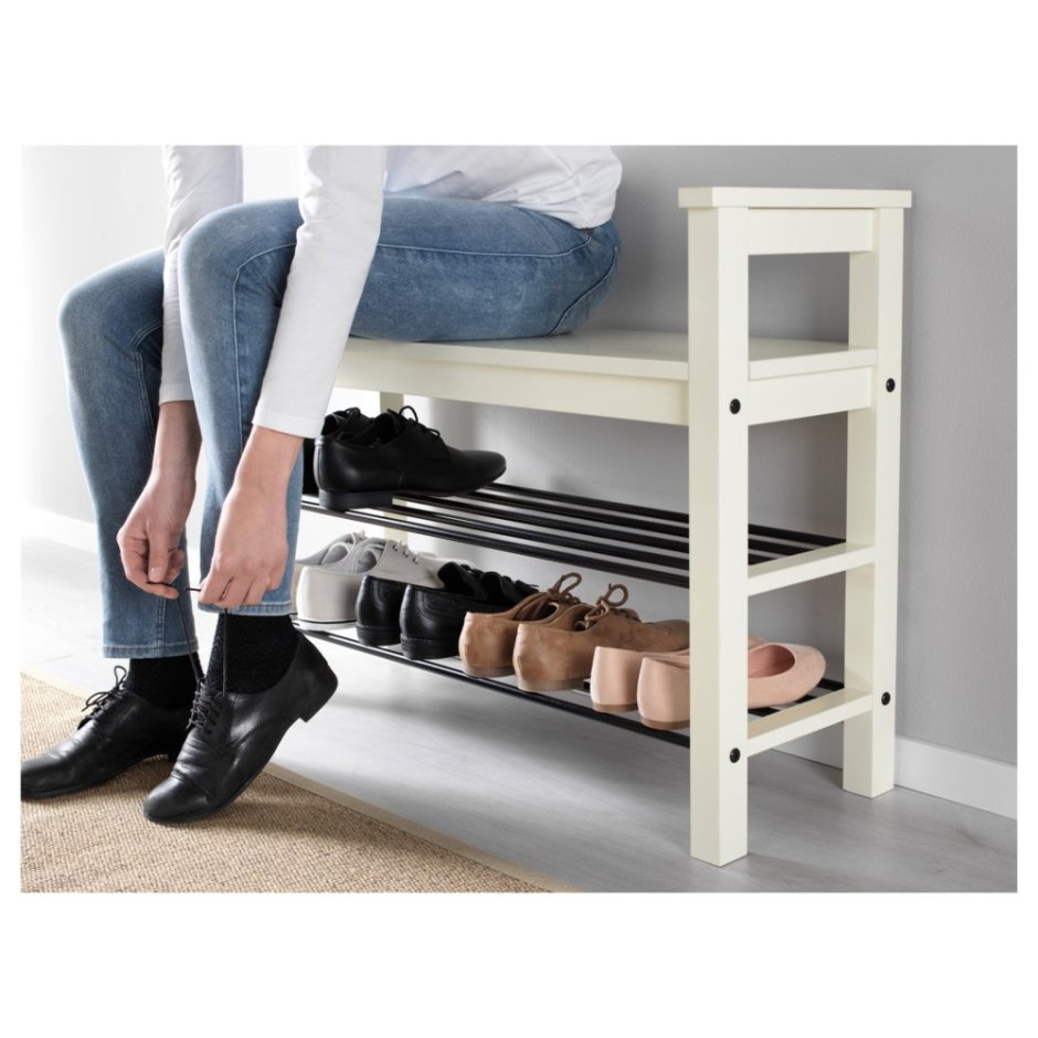 Hemnes ХЕМНЭС скамья с полкой для обуви, белый85x32x65 см