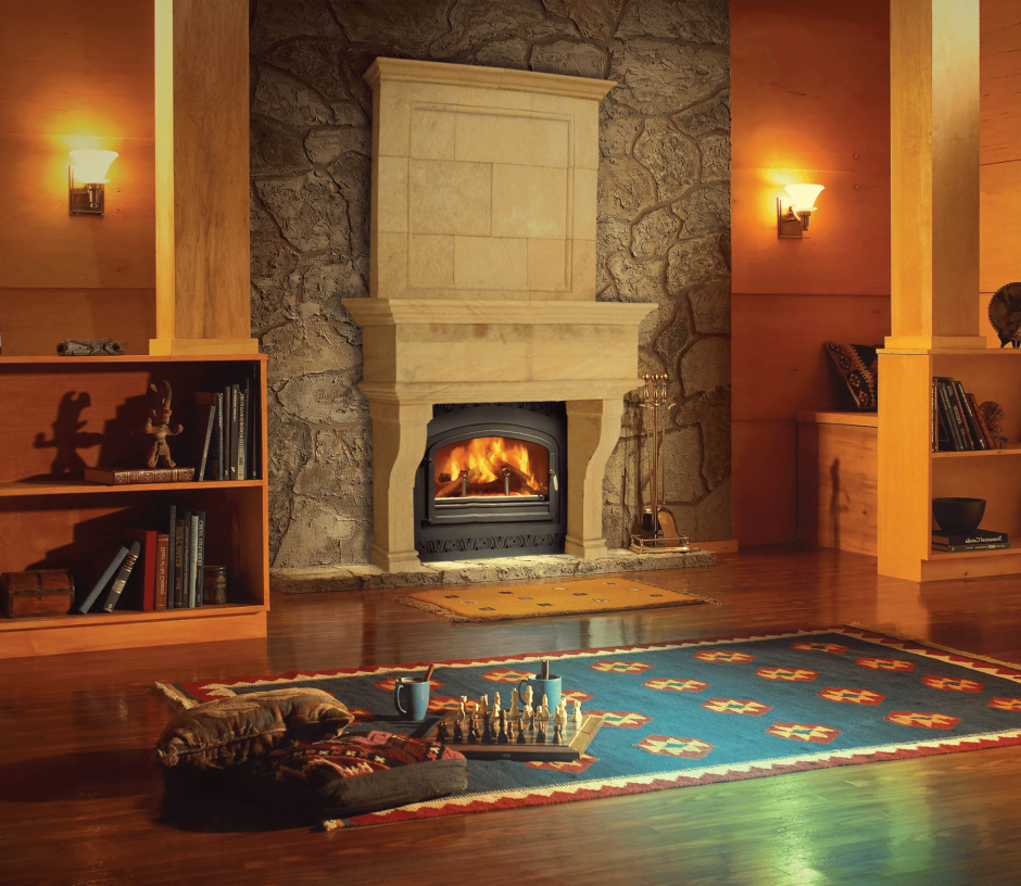 Камин отделанный плиткой