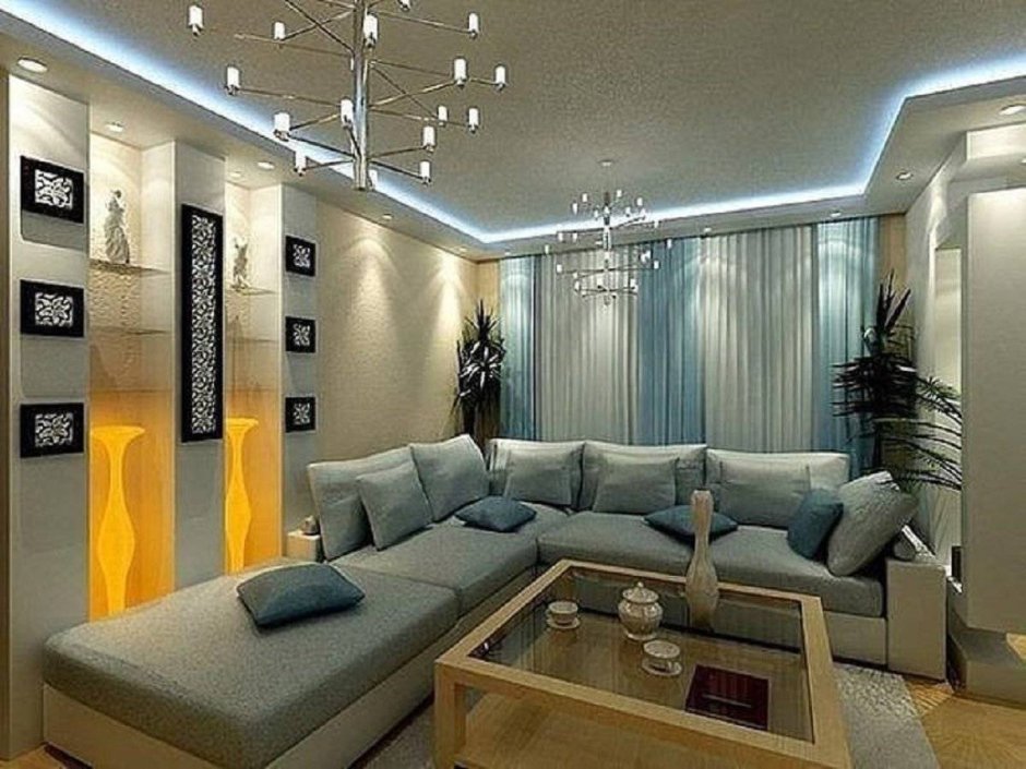 Освещение в интерьере гостиной