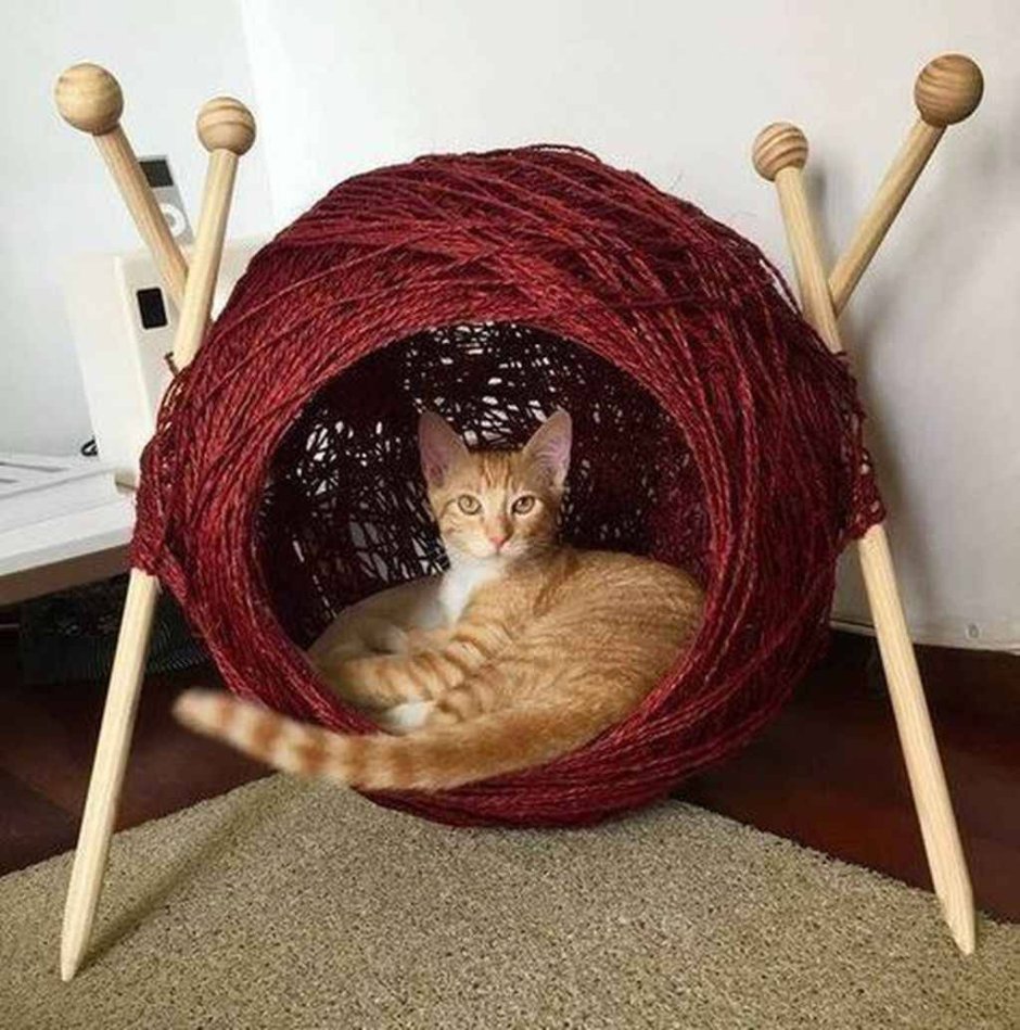 Вязаный домик для кошки