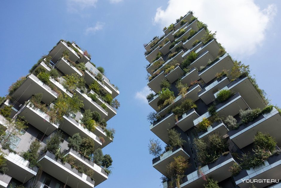 Bosco verticale (вертикальный лес), Милан, Италия.